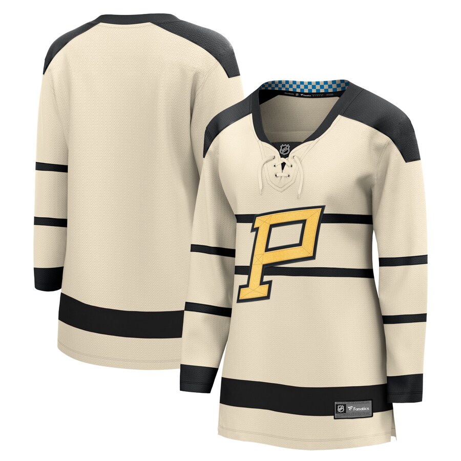 Women's Pittsburgh Penguins Fanatics Branded Cream 2023 Winter Classic Blank Jersey - SUjersey01