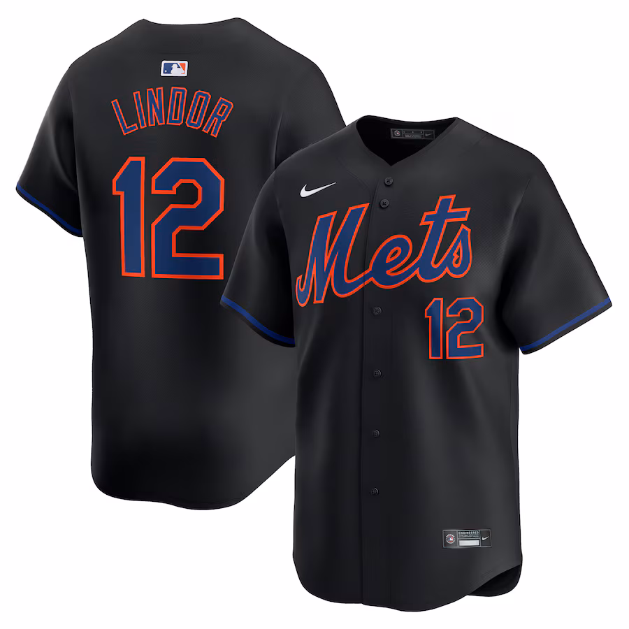 Men's New York Mets Francisco Lindor Nike Black Alternate Limited Player Jersey - SUjersey01