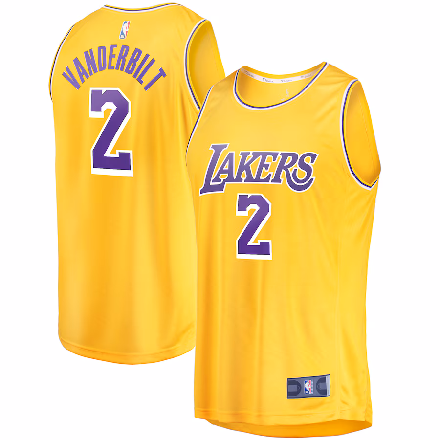 Men's Los Angeles Lakers Jarred Vanderbilt Fanatics Gold Fast Break Player Jersey - Icon Edition - SUjersey01