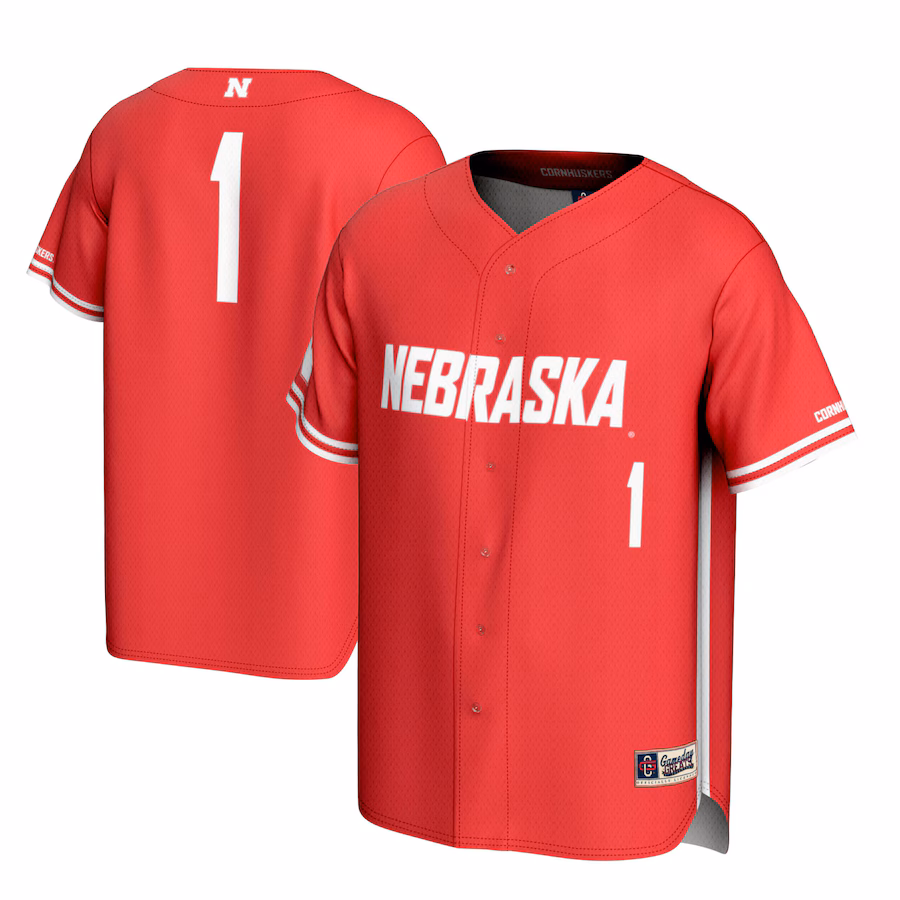 #1 Nebraska Huskers GameDay Greats Youth Lightweight Baseball Jersey - Scarlet - SUjersey01
