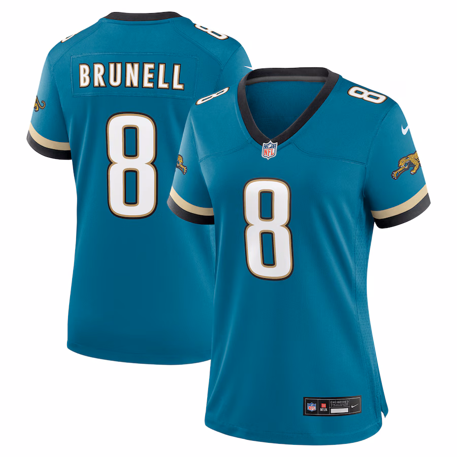 Women's Jacksonville Jaguars Mark Brunell Nike Teal Prowler Throwback Retired Player Game Jersey - SUjersey01