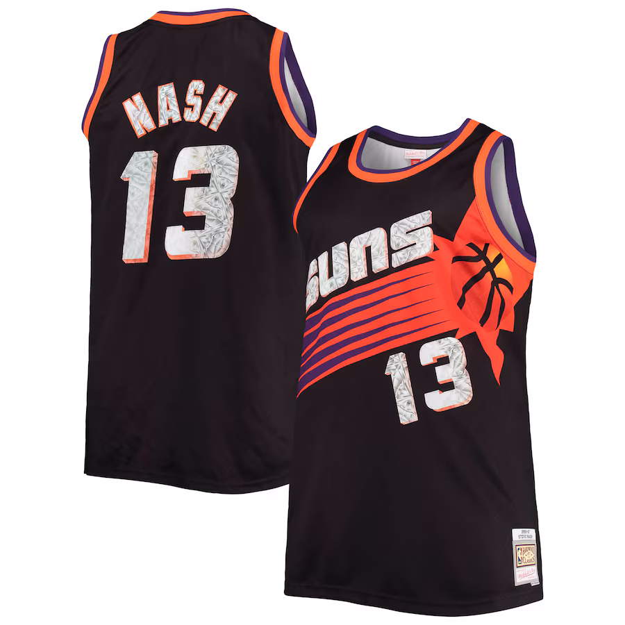 Men's Phoenix Suns Steve Nash Mitchell & Ness Black Big & Tall 1996/97 NBA 75th Anniversary Diamond Swingman Jersey - SUjersey01