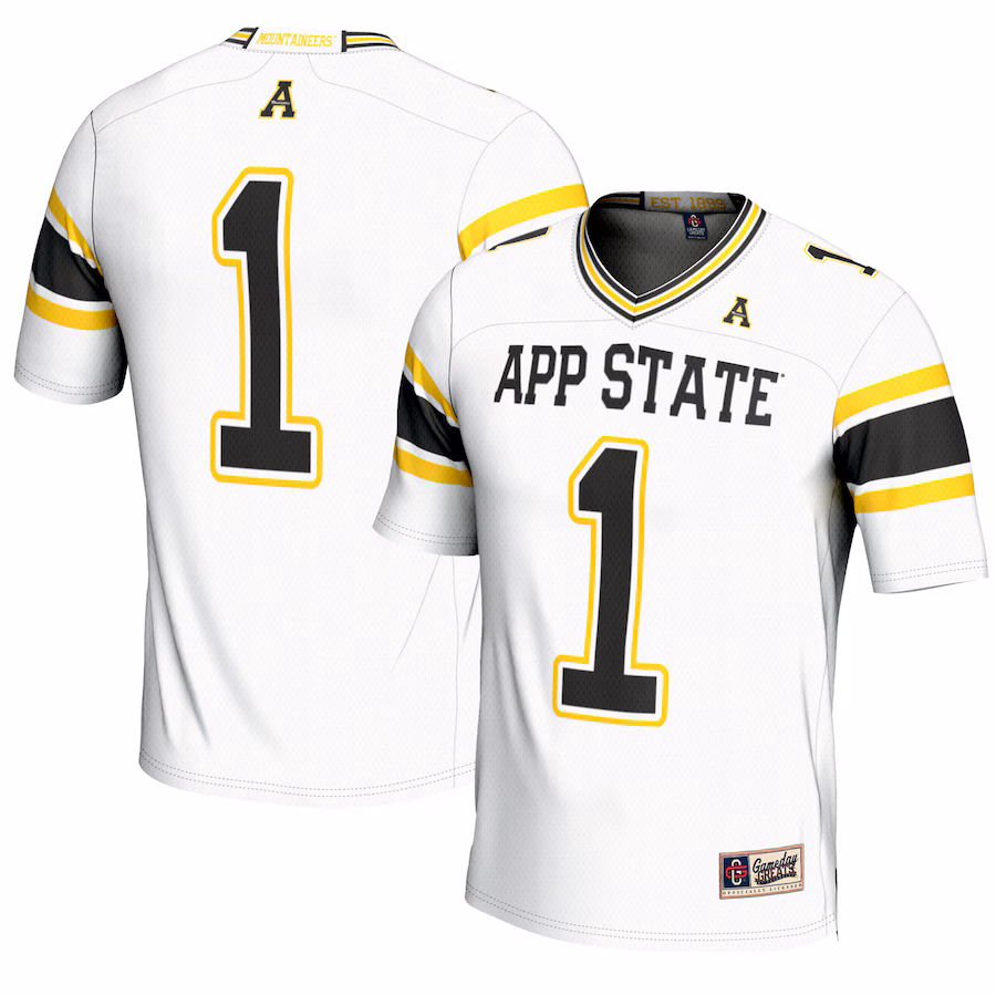 Youth GameDay Greats #1 White Appalachian State Mountaineers Endzone Football Jersey - SUjersey01