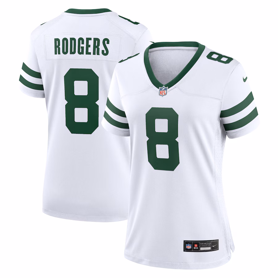 Women's New York Jets Aaron Rodgers Nike Legacy White Game Jersey - SUjersey01