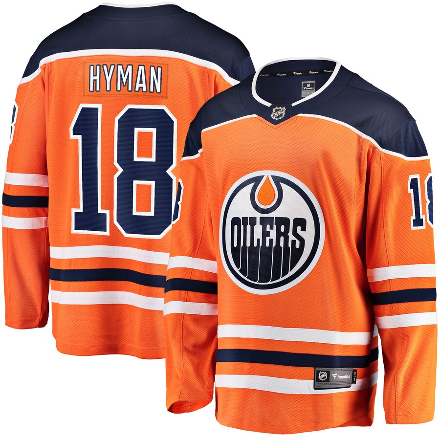 Men's Edmonton Oilers Zach Hyman Fanatics Branded Orange Breakaway Player Jersey - SUjersey01