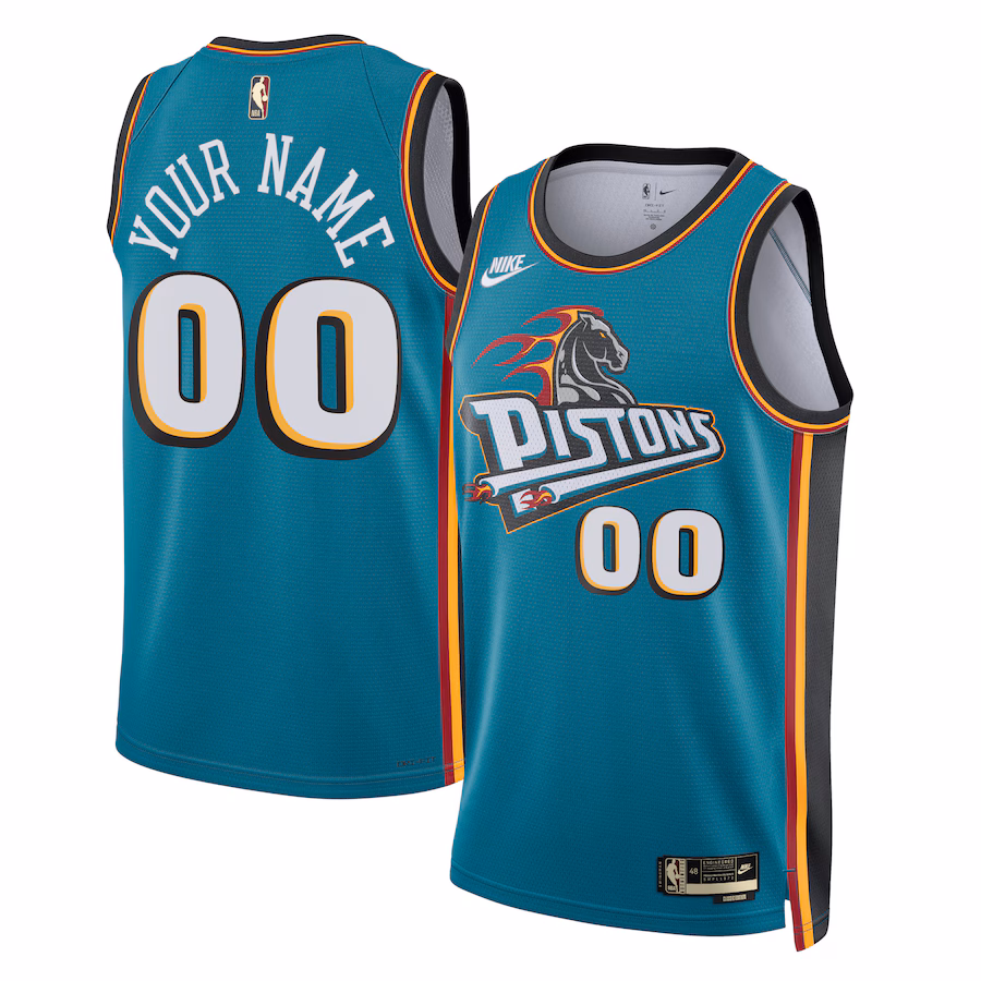 Unisex Detroit Pistons Nike Teal 2022/23 Custom Swingman Jersey - Classic Edition - SUjersey01