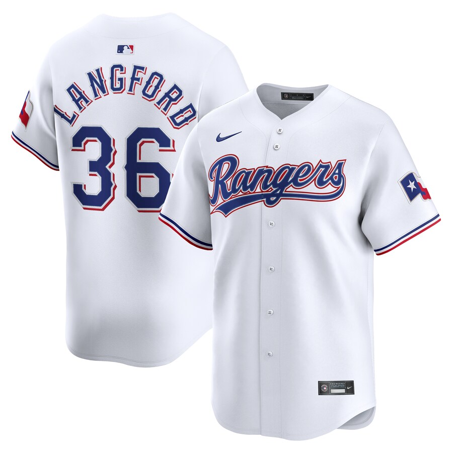 Men's Texas Rangers Wyatt Langford Nike White Home Limited Jersey - SUjersey01