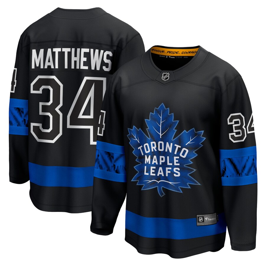 Men's Toronto Maple Leafs Auston Matthews Fanatics Branded Black Alternate Premier Breakaway Reversible Player Jersey - SUjersey01