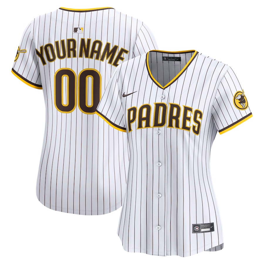 Women's San Diego Padres Nike White Home Limited Custom Jersey - SUjersey01