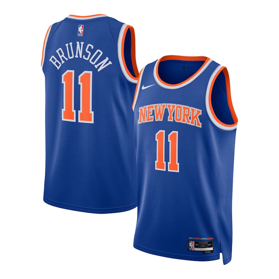 Unisex New York Knicks Jalen Brunson Nike Blue Swingman Jersey - Icon Edition - SUjersey01