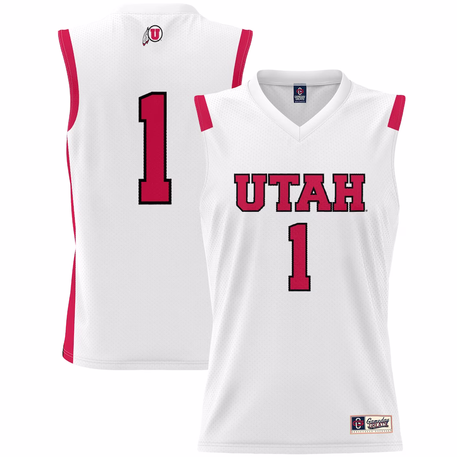 #1 Utah Utes GameDay Greats Youth Lightweight Basketball Jersey - White - SUjersey01