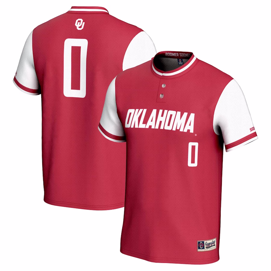 #0 Oklahoma Sooners GameDay Greats Youth Lightweight Softball Jersey - Crimson - SUjersey01