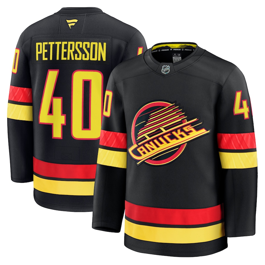 Men's Vancouver Canucks Elias Pettersson Fanatics Black Alternate Premium Jersey - SUjersey01