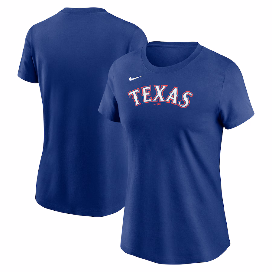 Women's Texas Rangers Nike Royal Fuse Wordmark T-Shirt - SUjersey01