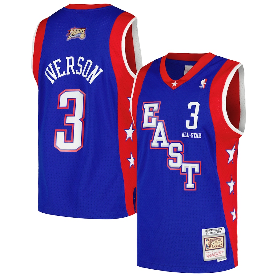 Men's Eastern Conference Allen Iverson Mitchell & Ness Royal Hardwood Classics 2004 NBA All-Star Game Swingman Throwback Jersey - SUjersey01