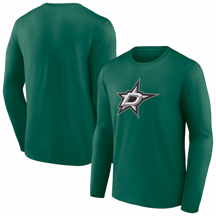 Men's Dallas Stars Kelly Green Primary Logo Team Long Sleeve T-Shirt - SUjersey01