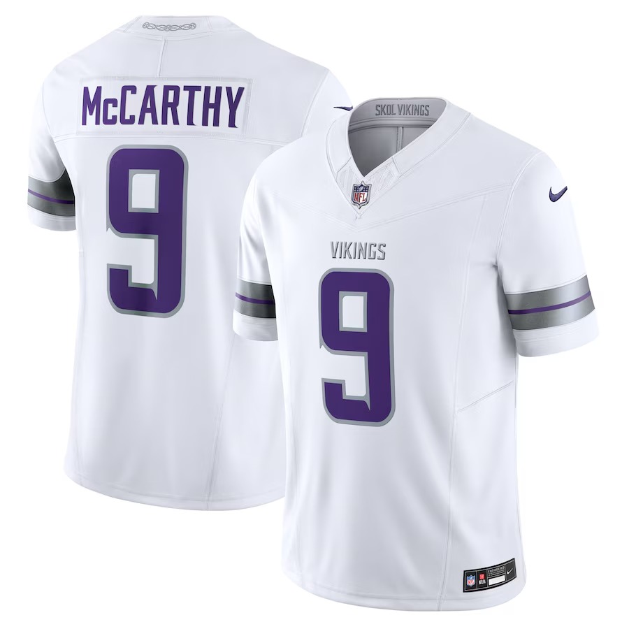 Men's Minnesota Vikings J.J. McCarthy Nike White Vapor F.U.S.E. Limited Jersey - SUjersey01
