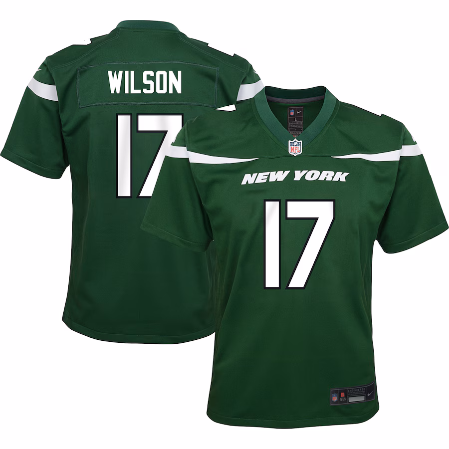 Youth New York Jets Garrett Wilson Nike Green Game Jersey - SUjersey01