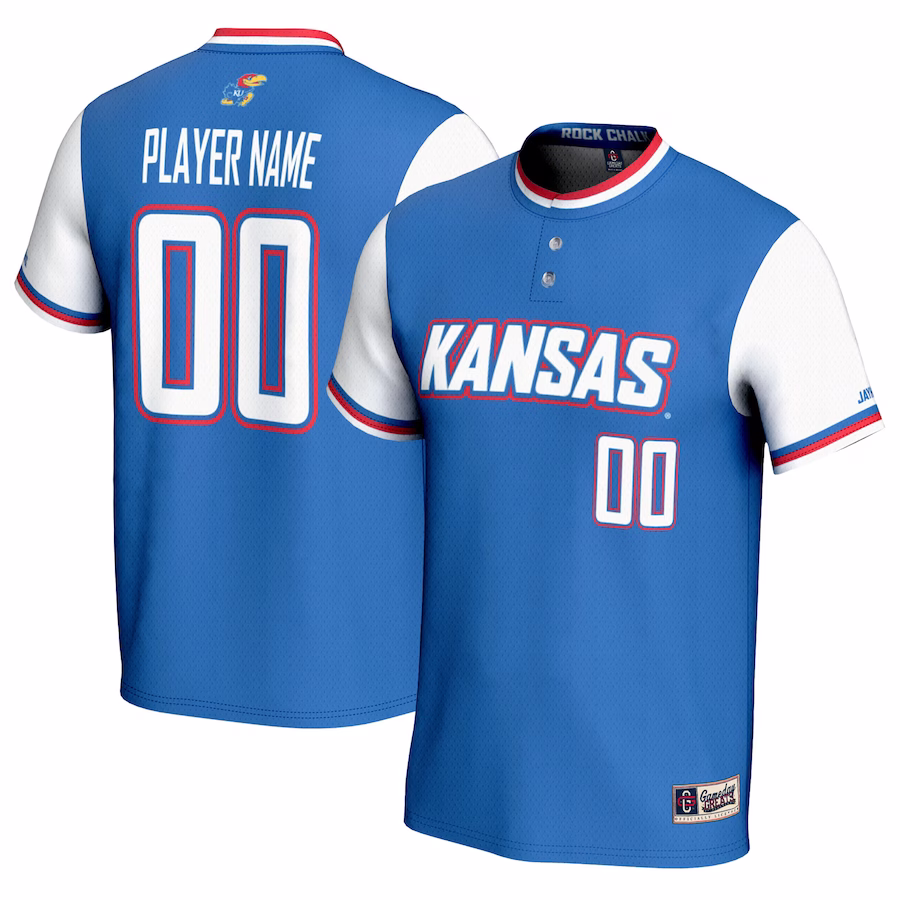 Kansas Jayhawks GameDay Greats Youth NIL Pick-A-Player Lightweight Softball Jersey - Royal - SUjersey01
