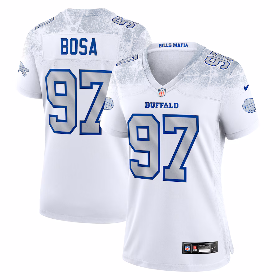 Women's Buffalo Bills Joey Bosa Nike White 2025 Rivalries Collection Game Jersey - SUjersey01