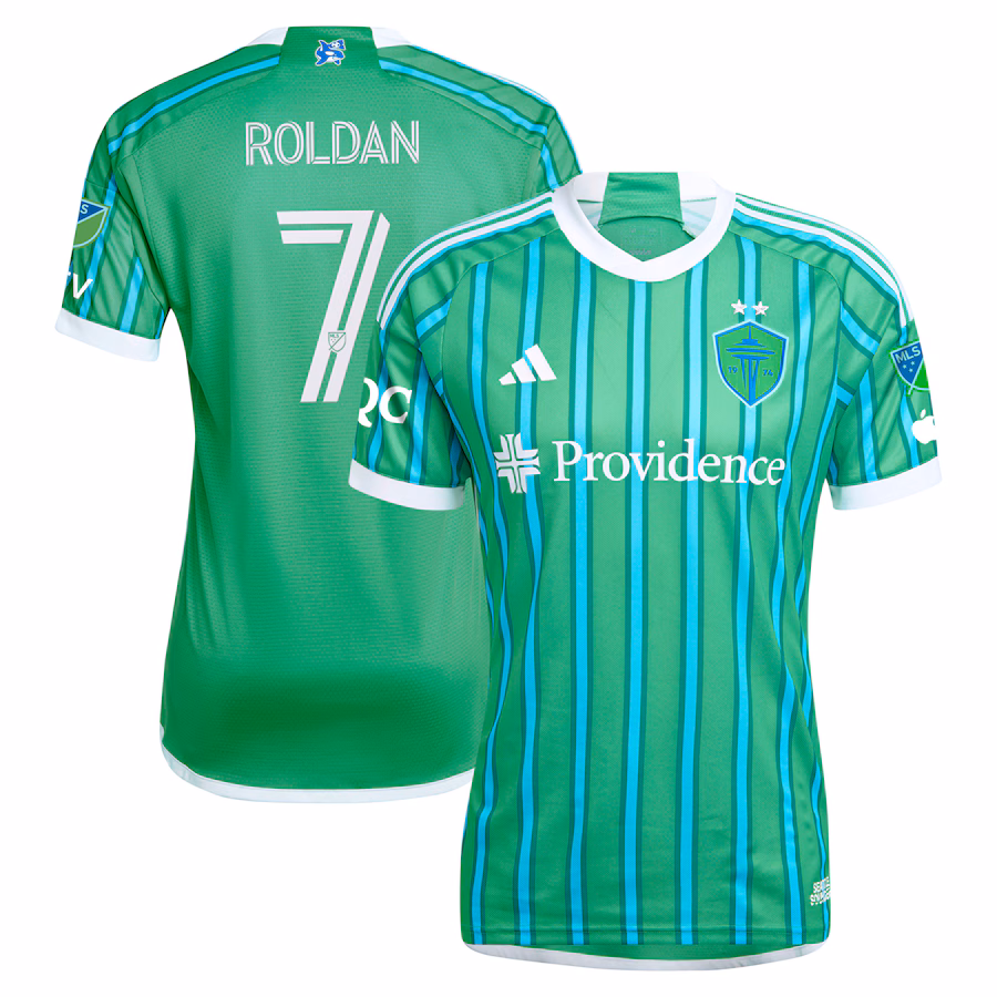 Men's Seattle Sounders FC Cristian Roldan adidas Green 2024 The Anniversary Kit Authentic Player Jersey - SUjersey01