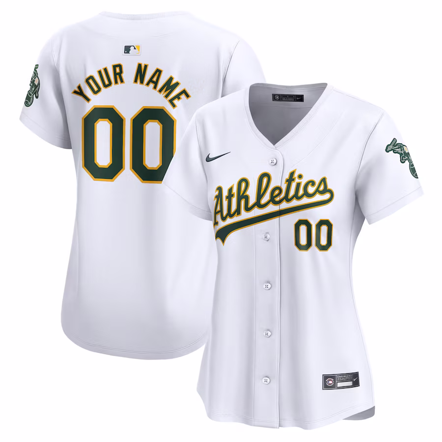 Women's Oakland Athletics Nike White Home Limited Custom Jersey - SUjersey01