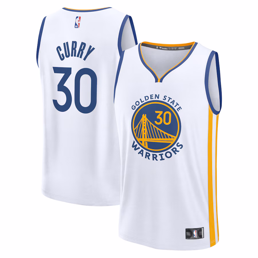 Men's Golden State Warriors Stephen Curry Fanatics White Fast Break Replica Player Jersey - Association Edition - SUjersey01