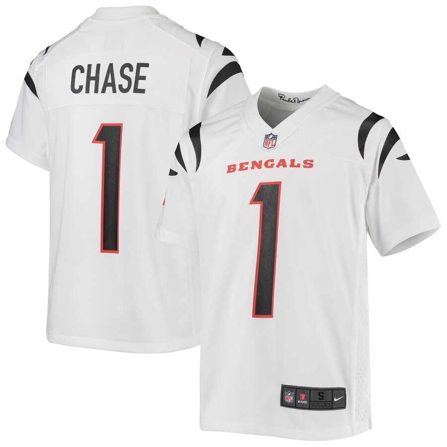 Youth Cincinnati Bengals Ja'Marr Chase Nike White Game Jersey - SUjersey01