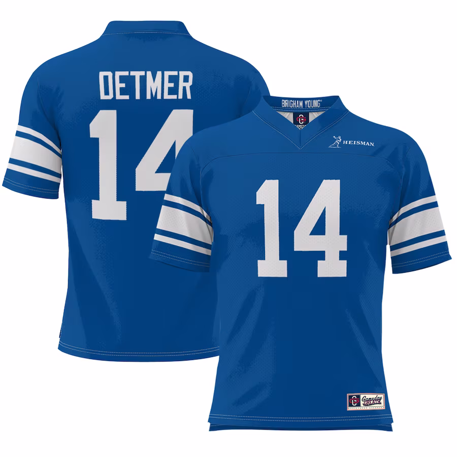 Ty Detmer BYU Cougars Heisman Football Jersey - Royal - SUjersey01
