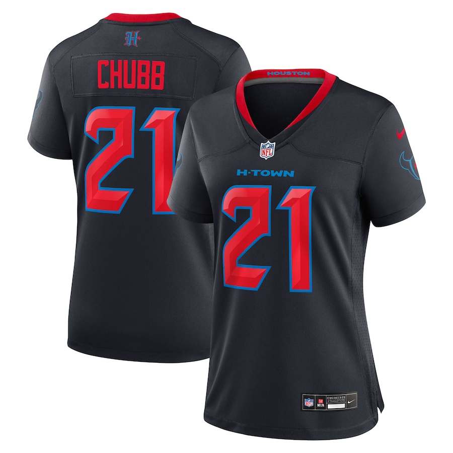 Women's Houston Texans Nick Chubb Nike Navy Game Jersey - SUjersey01