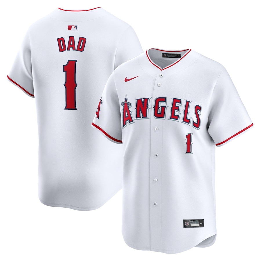 Men's Los Angeles Angels Nike White #1 Dad Home Limited Jersey - SUjersey01