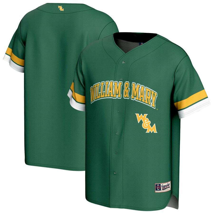Youth GameDay Greats Green William & Mary Tribe Baseball Jersey - SUjersey01