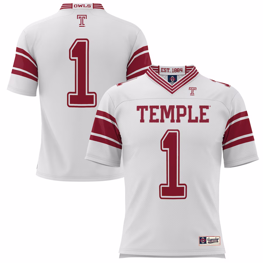 #1 Temple Owls GameDay Greats Endzone Football Jersey - White - SUjersey01