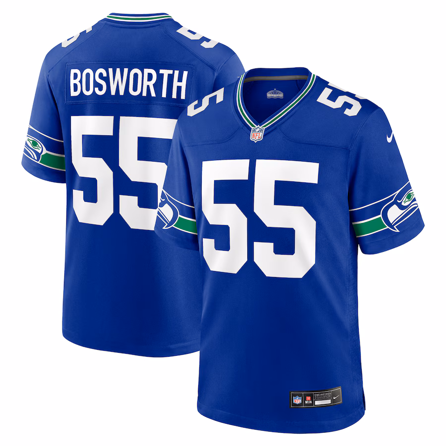 Men's Seattle Seahawks Brian Bosworth Nike Royal Throwback Retired Player Game Jersey - SUjersey01