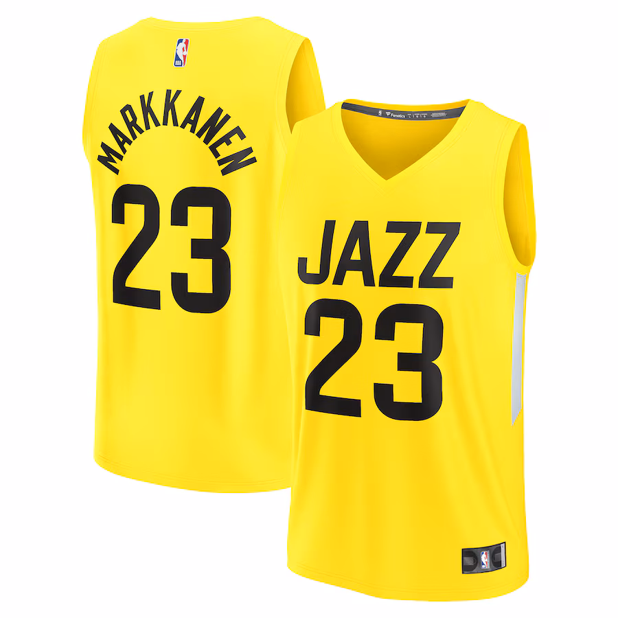 Men's Utah Jazz Lauri Markkanen Fanatics Yellow Fast Break Replica Player Jersey - Icon Edition - SUjersey01