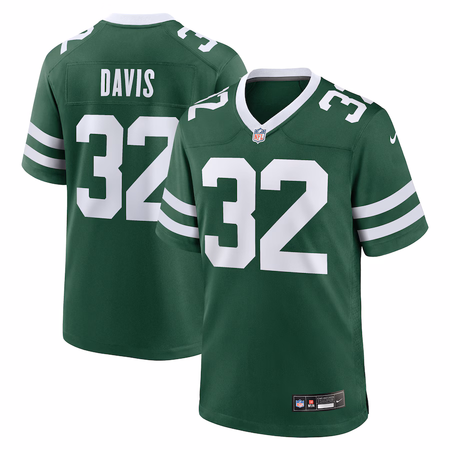 Men's New York Jets Isaiah Davis Nike Legacy Green Team Game Jersey - SUjersey01