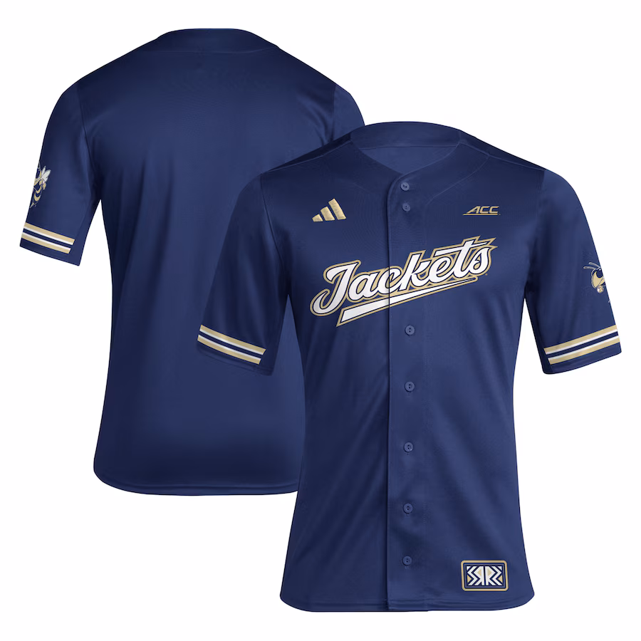 Men's adidas Navy Georgia Tech Yellow Jackets Reverse Retro Replica Baseball Jersey - SUjersey01
