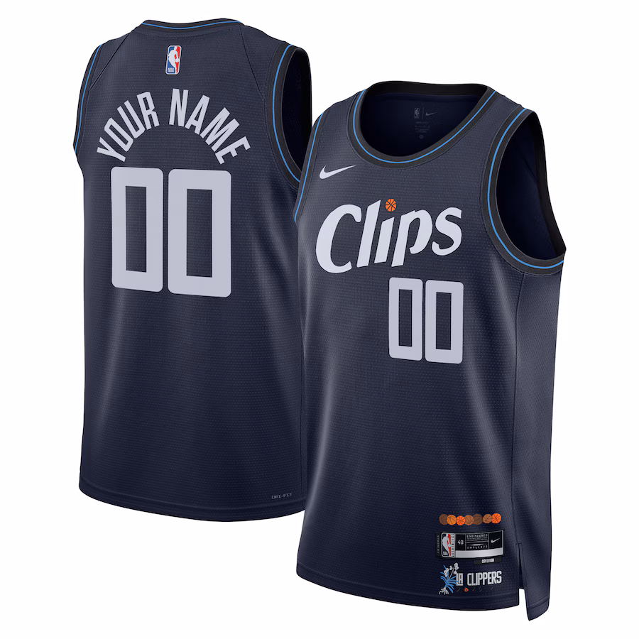 Unisex LA Clippers Nike Navy 2023/24 Custom Swingman Jersey - City Edition - SUjersey01