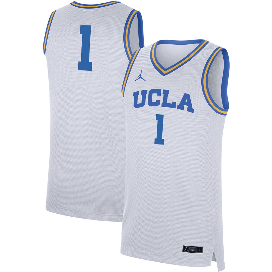 Men's Jordan Brand #1 White UCLA Bruins Replica Jersey - SUjersey01