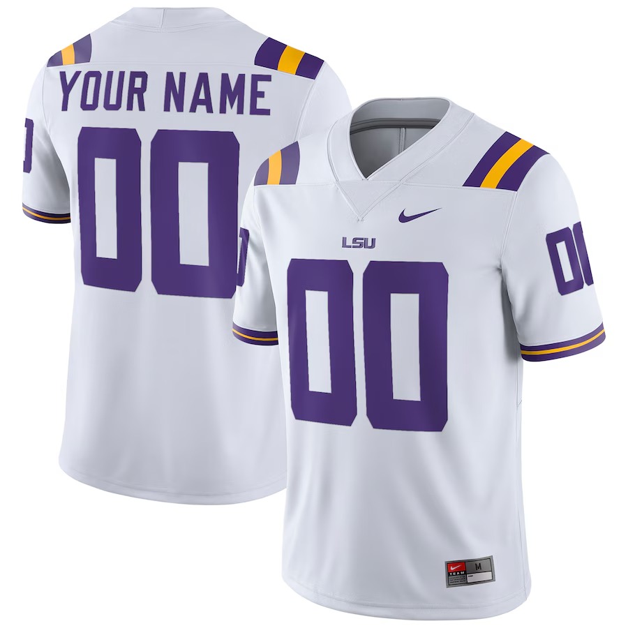 LSU Tigers Nike Football Custom Game Jersey - White - SUjersey01