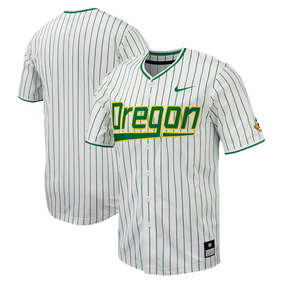 Oregon Ducks Nike Pinstripe Replica Baseball Jersey - White - SUjersey01