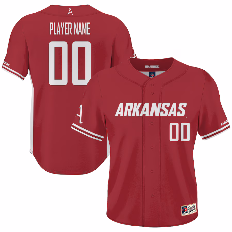 Arkansas Razorbacks GameDay Greats Youth NIL Pick-A-Player Lightweight Baseball Jersey - Cardinal - SUjersey01