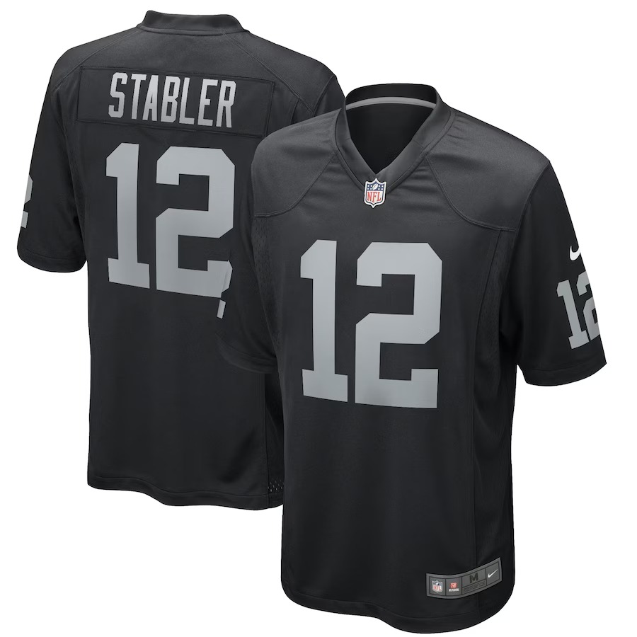 Men's Las Vegas Raiders Ken Stabler Nike Black Game Retired Player Jersey - SUjersey01