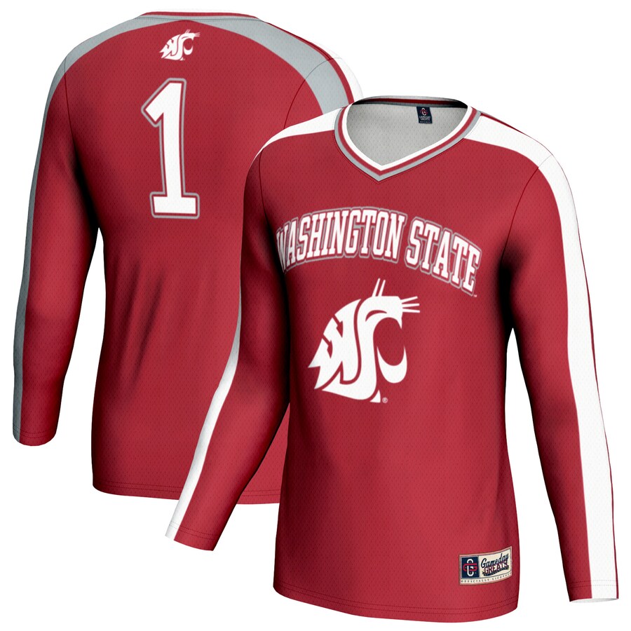 Youth GameDay Greats Crimson Washington State Cougars #1 Lightweight Volleyball Fashion Jersey - SUjersey01