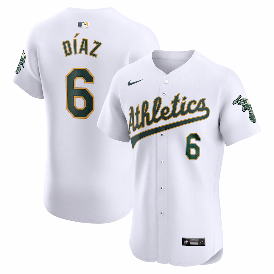 Men's Oakland Athletics Aledmys Diaz Nike White Home Elite Player Jersey - SUjersey01