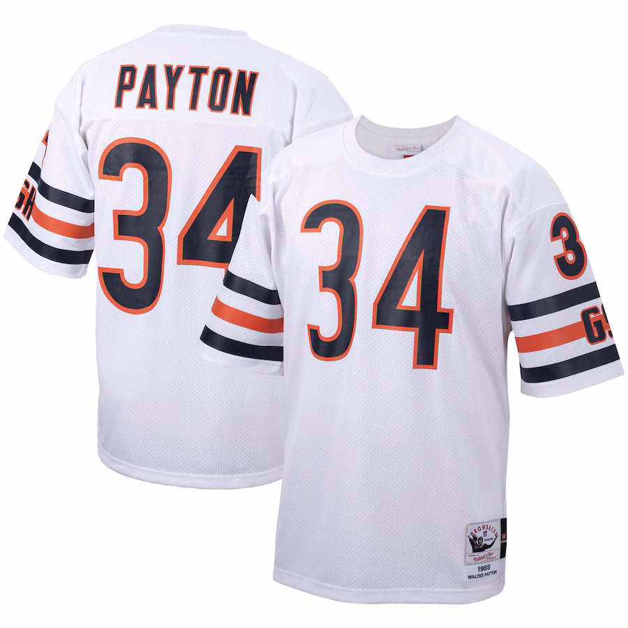Men's Chicago Bears Walter Payton Mitchell & Ness White Big & Tall 1985 Retired Player Replica Jersey - SUjersey01