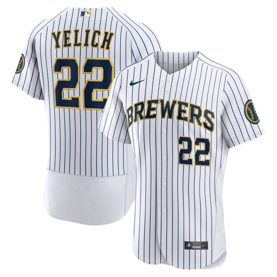 Men's Milwaukee Brewers Christian Yelich Nike White Team Alternate Authentic Player Jersey - SUjersey01