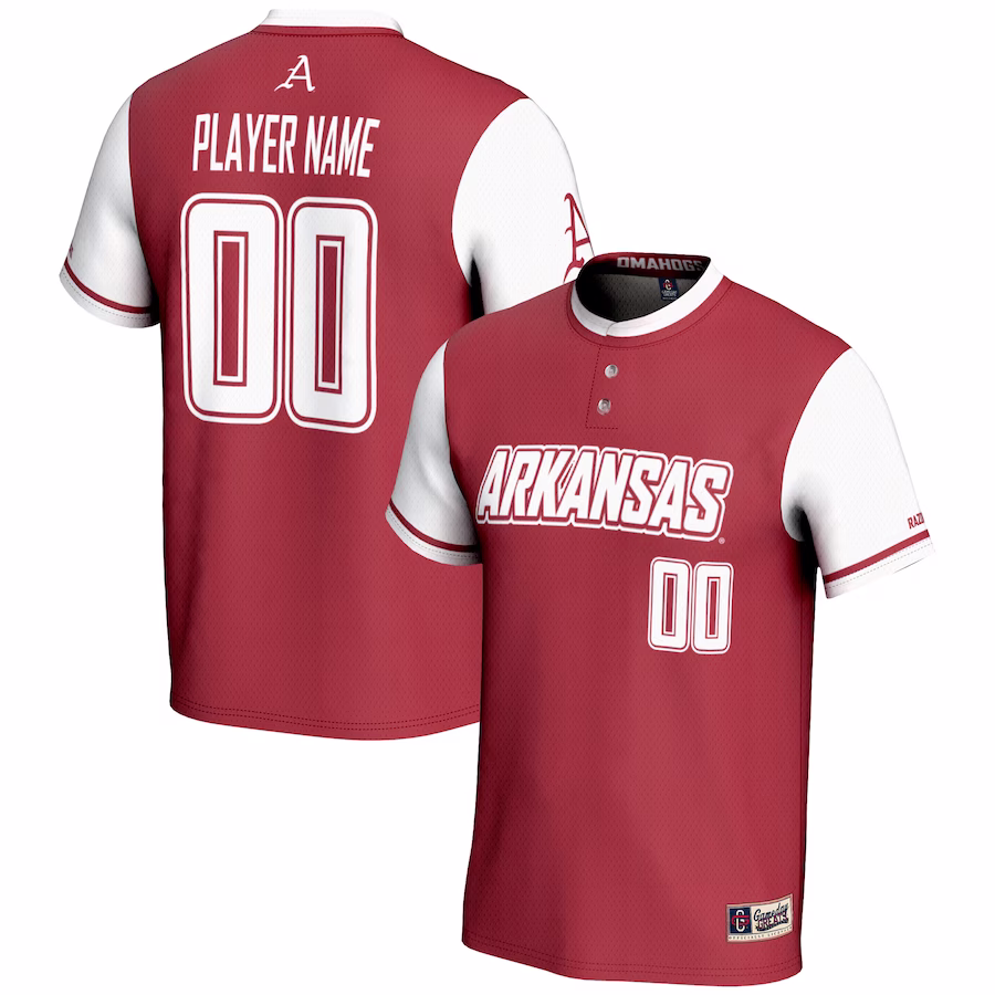 Arkansas Razorbacks GameDay Greats Youth NIL Pick-A-Player Lightweight Softball Jersey - Red - SUjersey01