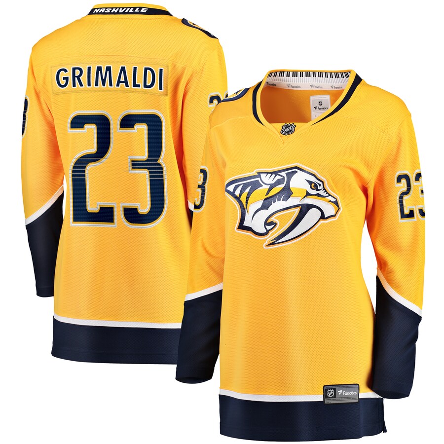 Women's Nashville Predators Rocco Grimaldi Fanatics Branded Gold Home Breakaway Player Jersey - SUjersey01