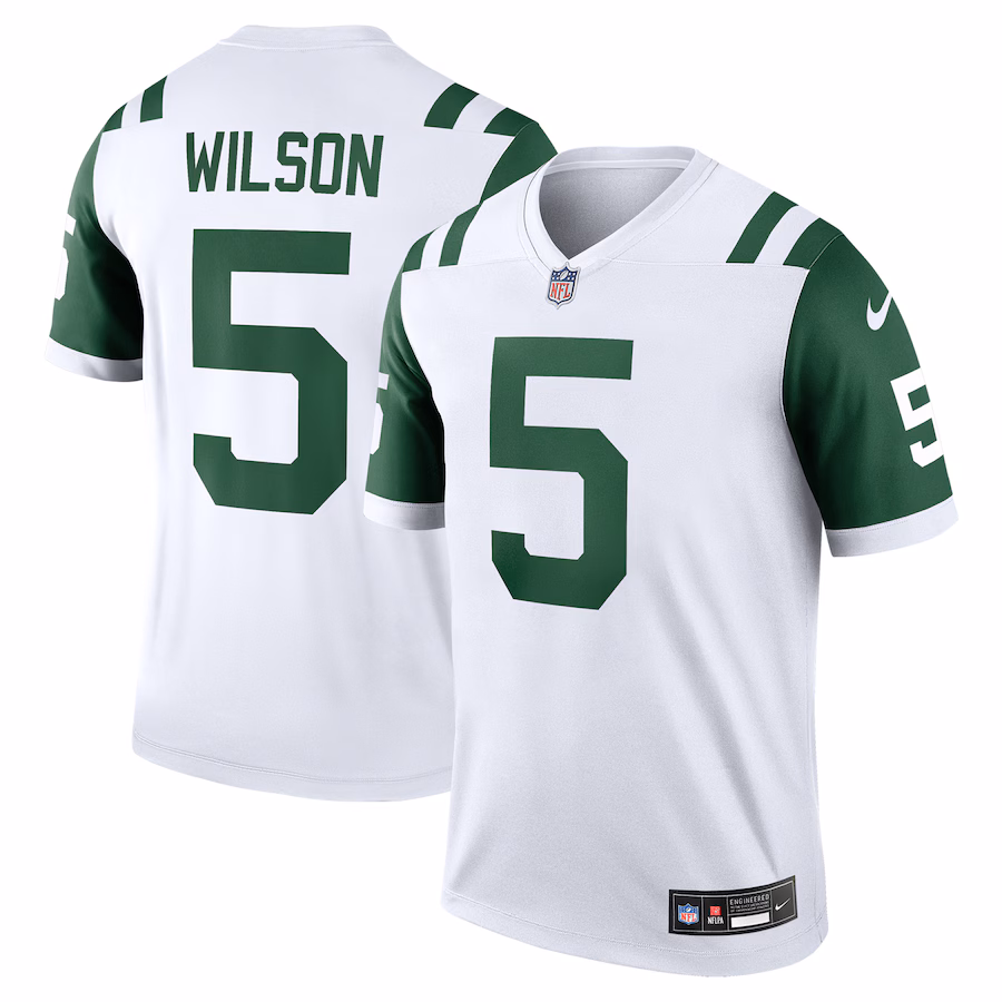 Men's New York Jets Garrett Wilson Nike White Alternate Legend Player Performance Top - SUjersey01